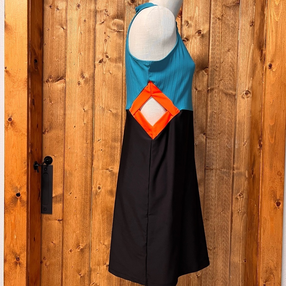 Puma XL Sleeveless Athletic Dress Black Blue Orange Colorblock Golf Tennis Prep - Picture 3 of 9